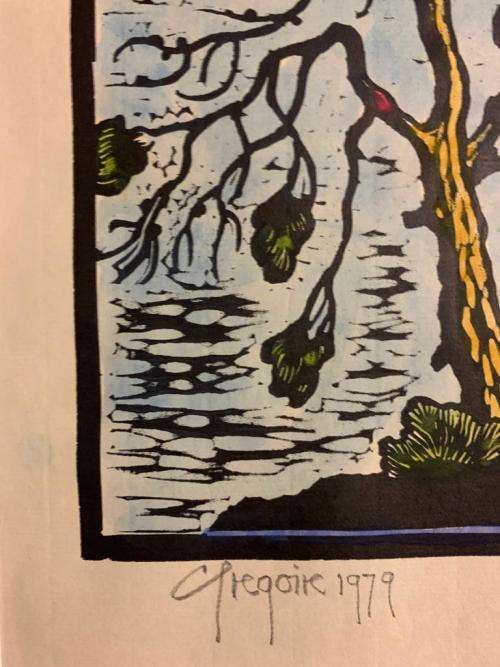 Gregoire Boonzaier Linocut Watercolour