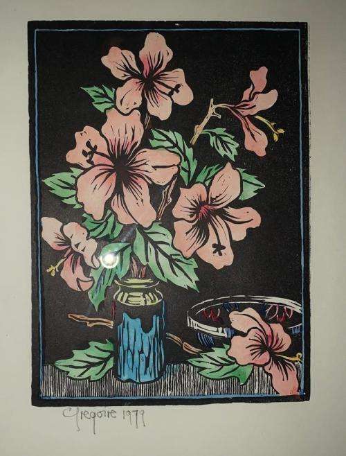 Gregoire Boonzaier Linocut Watercolour