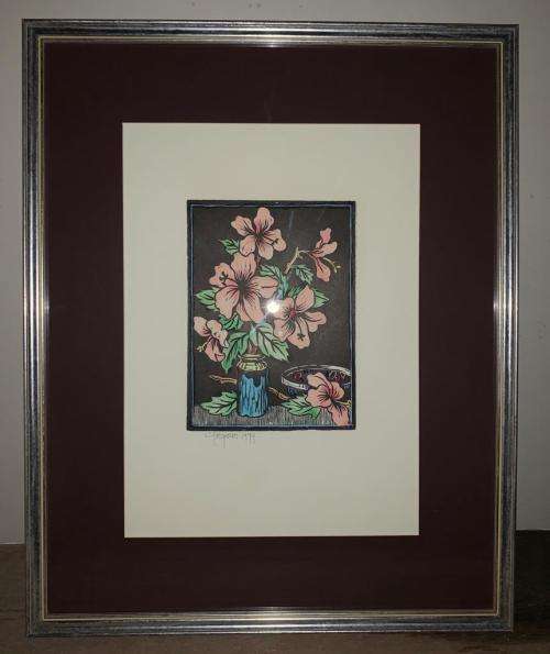 Gregoire Boonzaier Linocut Watercolour