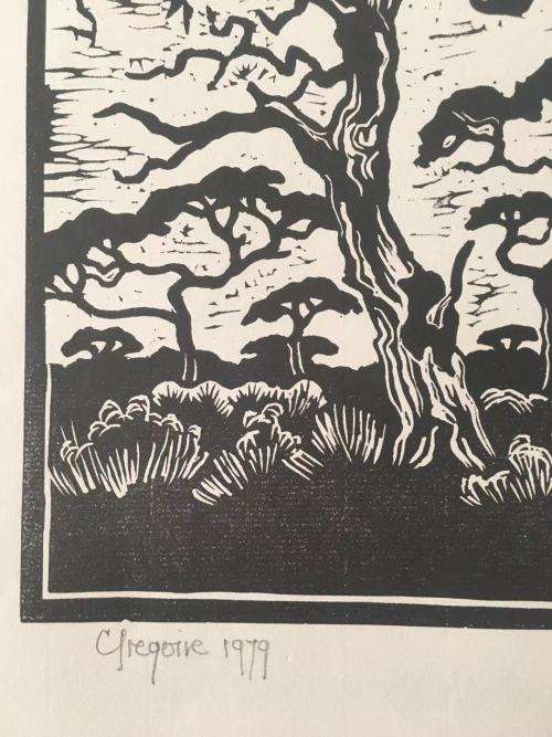 GREGOIRE BOONZAIER, TREE BRANCHES LINOCUT