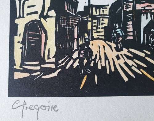 Gregoire Boonzaier, District Six, Coloured Linocut