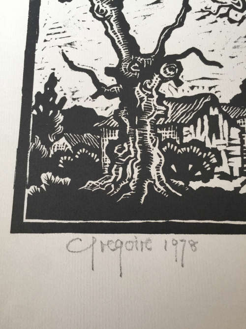 Gregoire Boonzaier- Linocut - Kenilworth-cape Town - Sighed and dated 1978