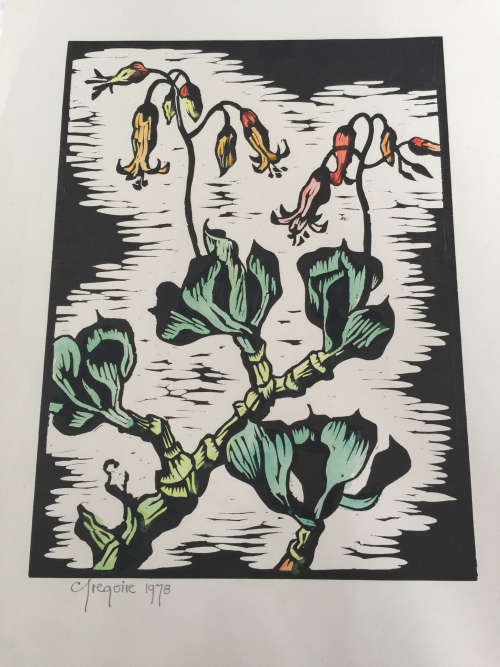 Gregoire Boonzaier-Linocuts - Flowers-Singed And Dated In Pencil