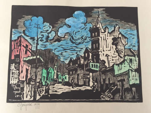Gregoire Boonzaier-linocut-district 6 - Signed In Pencil 1979