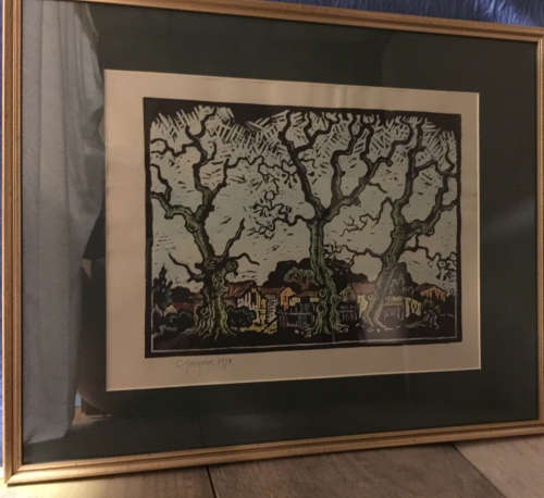 Gregoire Boonzaier(Rare)- Hand Coloured - Houses Amongst Trees - Signed And Dated In Pencil.