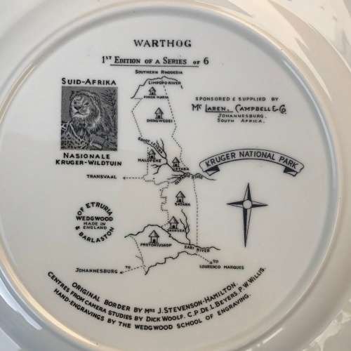 Wedgwood Kruger National Park WARTHOG 27cm display plate c.1950s