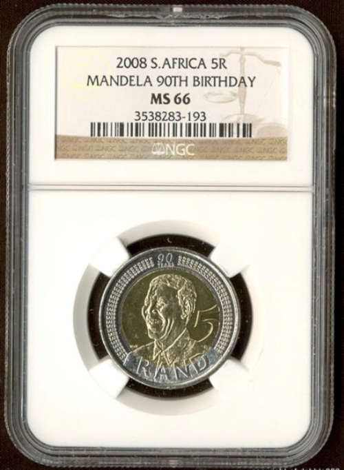 **MS66** NGC GRADED - MANDELA 90th 2008 R5 COIN!! GREAT COLLECTORS ITEM!!!