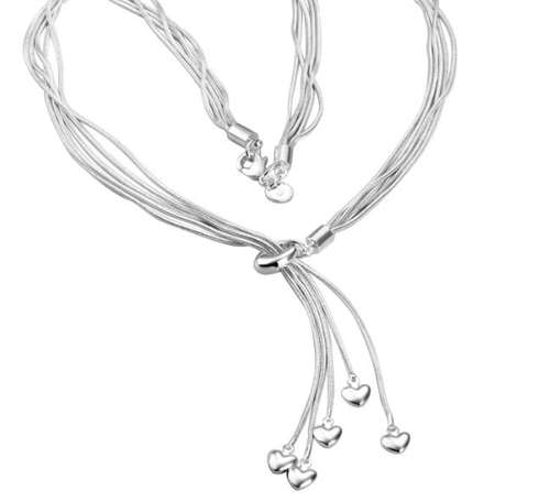 Silver Necklace with Looped hearts  ***FREE GIFT BAG***