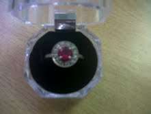 Silver ring with pienk stone