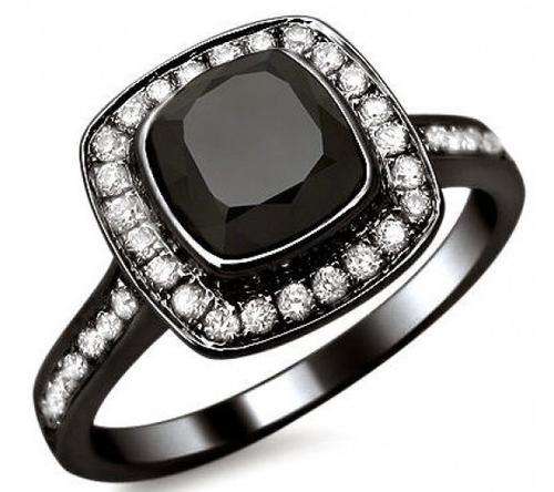 Certified 3.50CTS Round Cut Real Natural Black Diamond Solitaire Wedding/Engagement Ring.