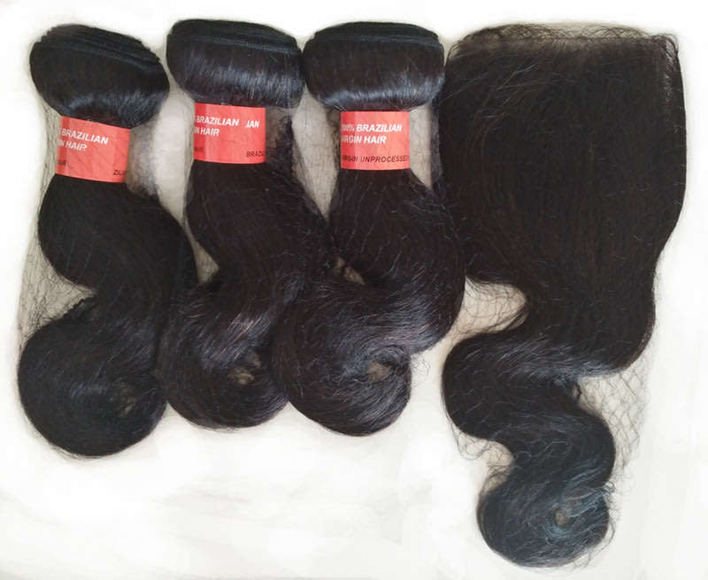 [Free Shipping] 6A Brazilian Hair bundle Weave with Closure Bodywave 10inch 1B#