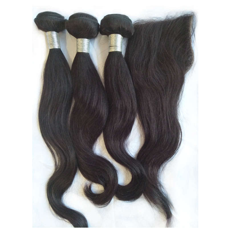 [Free Shipping] 14&16"&18" Brazilian Hair with 12" closure Straight