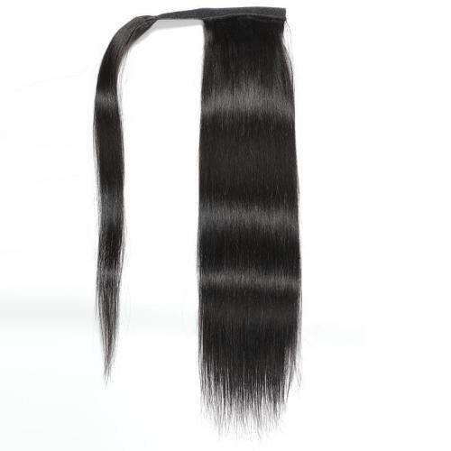 Ponytail Human Hair Wrap Straight 18`and20` natural black [Free Shipping]