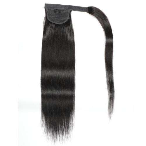 Ponytail Human Hair Wrap Straight 18`and20` natural black [Free Shipping]