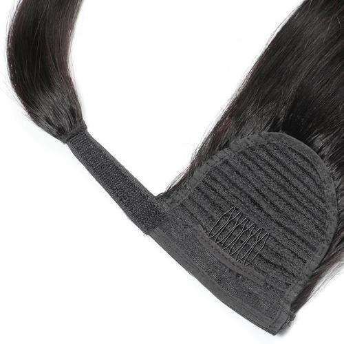 Ponytail Human Hair Wrap Straight 18`and20` natural black [Free Shipping]