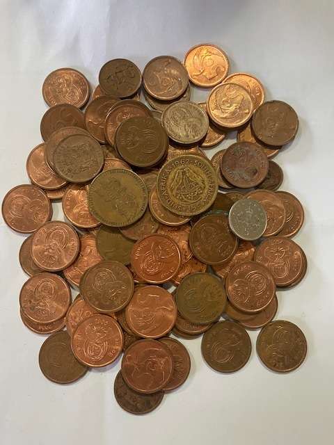 Coin Lot: More than 95 coins. Mostly RSA incl 1962 JVR and a few international coins: Many UNC