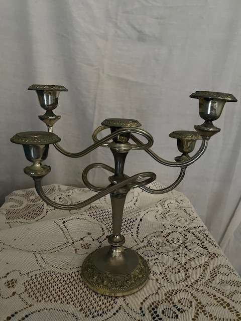 Old Silver plated candle holder: 270mm high: Beautiful design