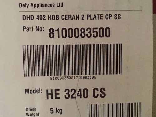 Defy Domino Hob: Model HE 3240 CS: Boxed: Get yourself a bargain!!!!