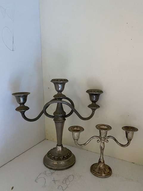 2x Beautiful vinatge silver plated candle holders: One has Maywell hallmark!! ONE BID TAKES BOTH