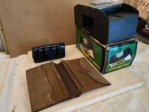 Lovely lot: Card shuffler Leather Wallet and clip on purse