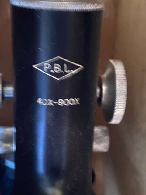 PBL 40X-900X Vintage Microscope complete in wooden box Same model 249 US ON Ebay STUNNING