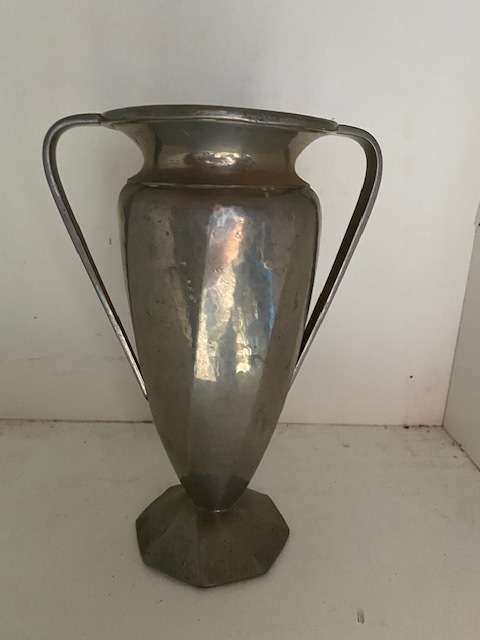 Very decorative white metal vase App 230 mm in height Good condition