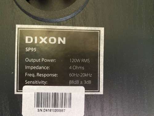 Dixon SP 95  120 W RMS Speakers: Never used