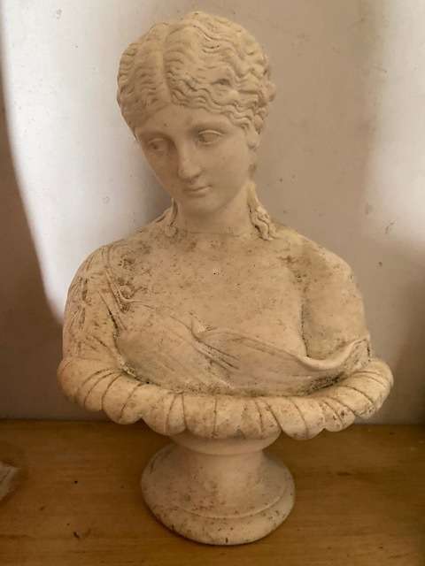 Roman Bust Statue: Lovely detail: Note damage to the back. Height almost 300mm
