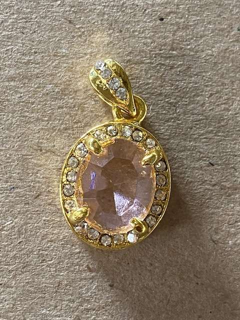 Lovely rose gold over German silver pendan with beautiful stone: Low start