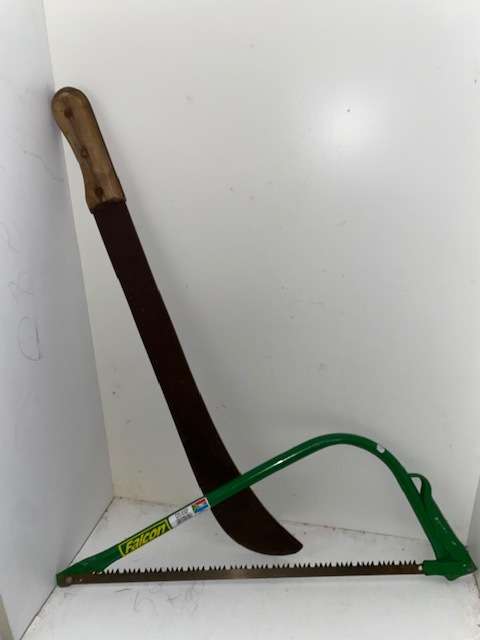 Heavy Machete and Bow saw in very good condition