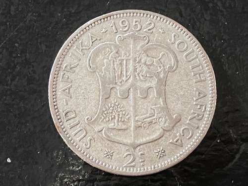 1952 Union of SA  Florin (2 shillings): .500 Silver: Good detail