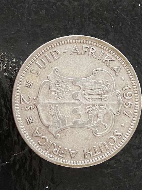 1957 Union of SA  Florin (2 shillings): .500 Silver: Good detail