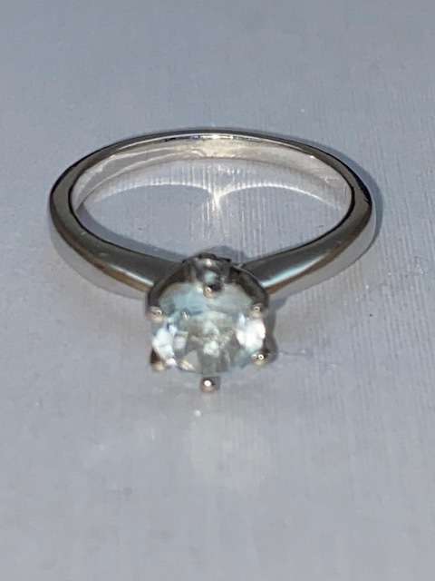 Gorgeous Sterling Silver ring with very light blue gemstone: Check my other listings too!!