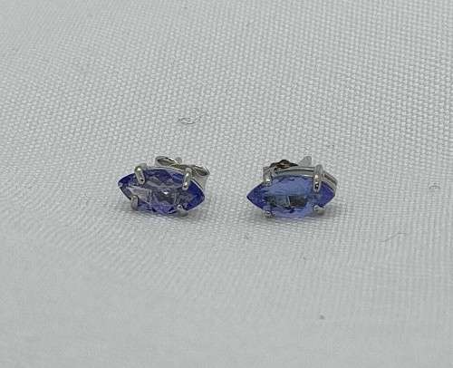 New Sterling Silver Natural Tanzanite Earrings, marked .925: