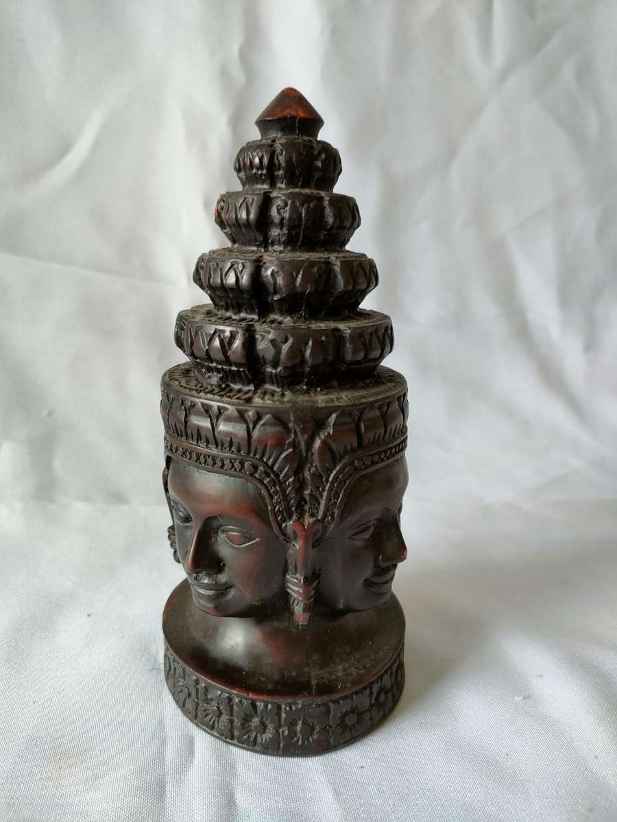 Rare Cambodian  4 faced Ankor statue in very good condition:  175 mm: No damage: Highly Collectable