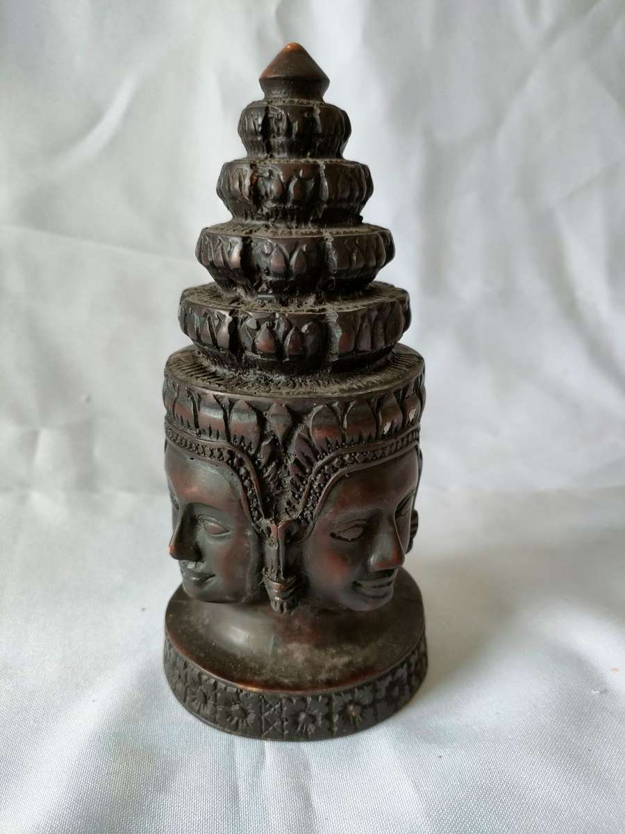 Rare Cambodian  4 faced Ankor statue in very good condition:  175 mm: No damage: Highly Collectable