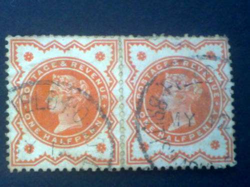 Victoria .Pair with rare Boer war Veldpost Postmark. on small piece .Fine Used
