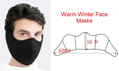 Professional Quality Protective Velvet Cloth 3 Layer Winter Face Masks - Black - Velcro Fastening