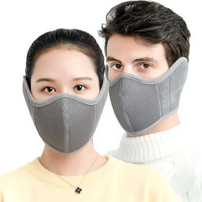 Professional Quality Protective Velvet Cloth 3 Layer Winter Face Masks - Grey - Velcro Fastening
