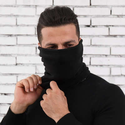Comfortable black / grey half face mask fleece buff, neck warmer, snood