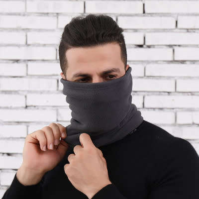 Comfortable black / grey half face mask fleece buff, neck warmer, snood