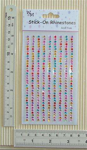 R/Stones Round Stick-On MIX COLORS 3mm