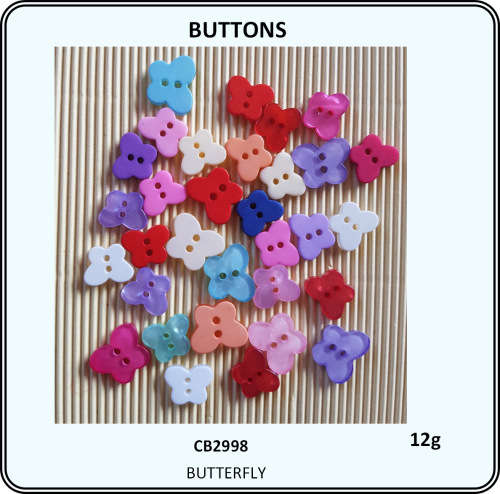Buttons Plastic BUTTERFLY Mix Des 12g