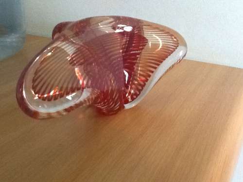 Amazing abstract art glass piece in mint condition and signed