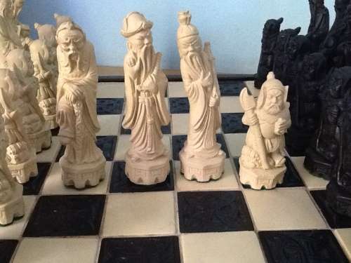 Magnificent old Chinese Chess Set and embossed board