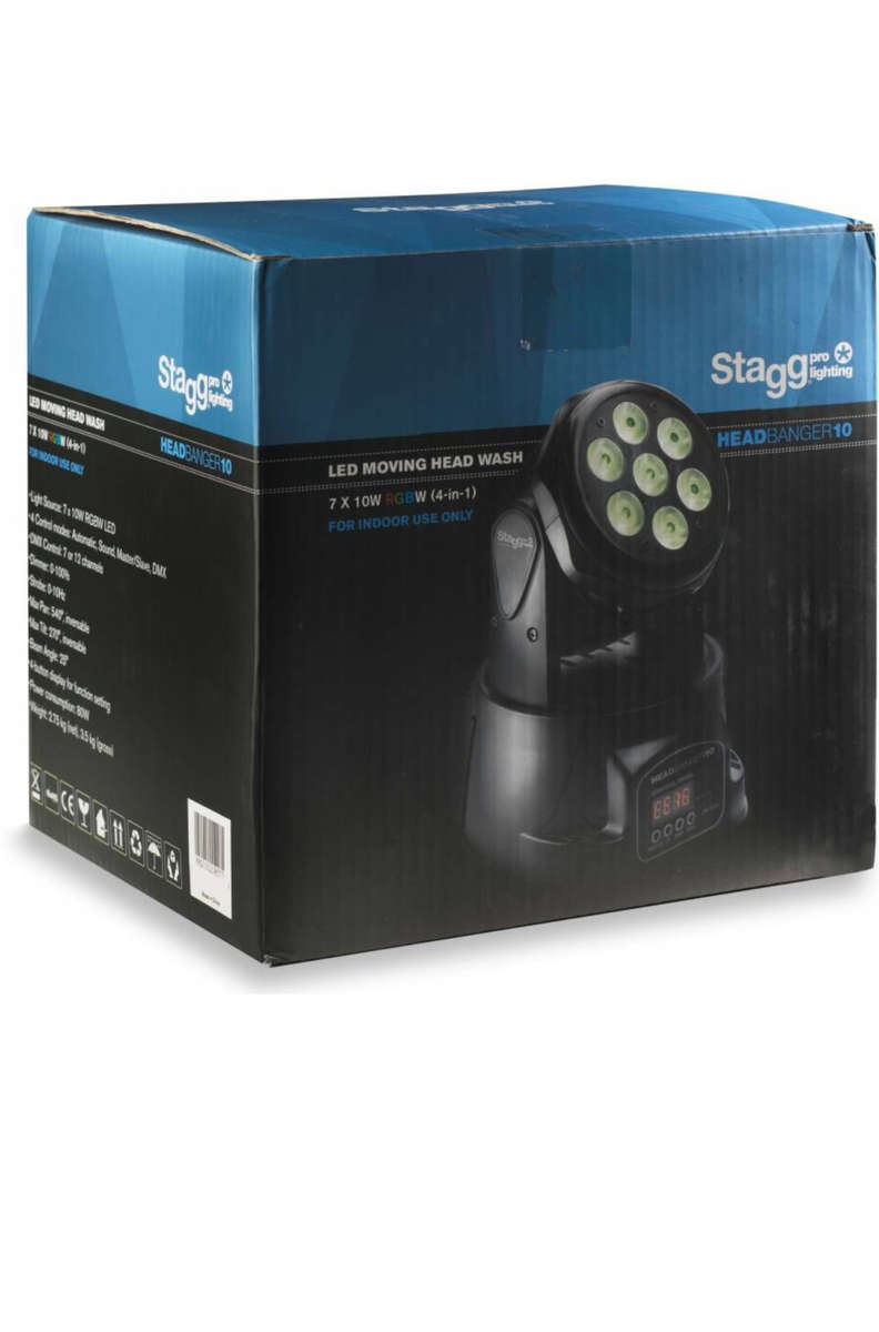 Stagg HB10 LED Moving Head with 7 x 10W RGBW 4-in-1 LEDs