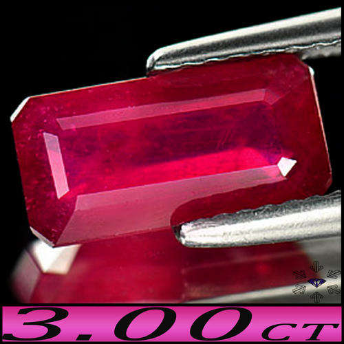 3.00CT MADAGASCAN PURPLISH RED RUBY [VS] - RAVISHING NATURAL ELONGATED OCTAGON GEM
