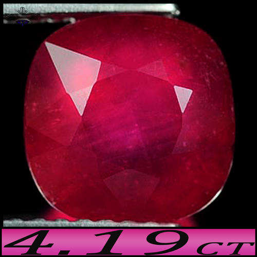 4.19CT PURPLISH RED RUBY [VS] - MADAGASCAR NATURAL CLASSIC CUSHION GEMSTONE