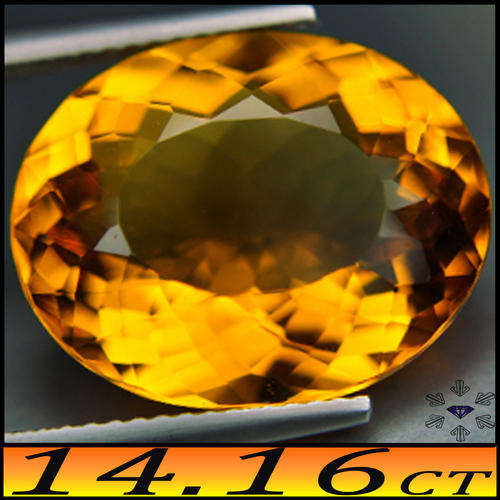 14.16CT VIVID GOLDEN YELLOW CITRINE [VVS] - BRAZILIAN BRILLIANT FLAWLESS OVAL