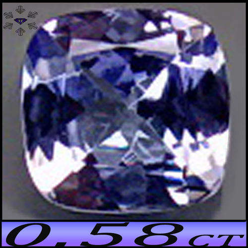 0.58CT CLEAN VIOLETISH BLUE TANZANITE [VS] - NATURAL SPARKLING CUSHION POLISHED GEM